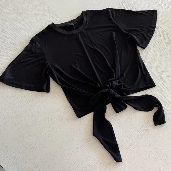 💖 SABA - Black Blouse with Tie 💖 - Picture 3 of 6